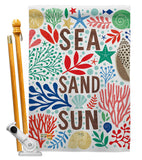 Sea Sand Sun - Nautical Coastal Vertical Impressions Decorative Flags HG107065 Made In USA