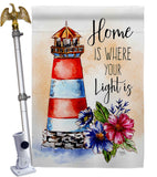 Home Is Light - Nautical Coastal Vertical Impressions Decorative Flags HG107071 Made In USA