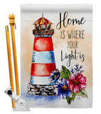 Home Is Light - Nautical Coastal Vertical Impressions Decorative Flags HG107071 Made In USA