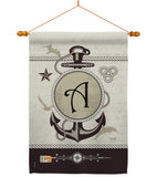 Nautical A Initial - Nautical Coastal Vertical Impressions Decorative Flags HG130183 Made In USA