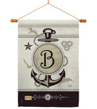Nautical B Initial - Nautical Coastal Vertical Impressions Decorative Flags HG130184 Made In USA