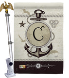 Nautical C Initial - Nautical Coastal Vertical Impressions Decorative Flags HG130185 Made In USA