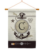 Nautical C Initial - Nautical Coastal Vertical Impressions Decorative Flags HG130185 Made In USA