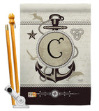 Nautical C Initial - Nautical Coastal Vertical Impressions Decorative Flags HG130185 Made In USA