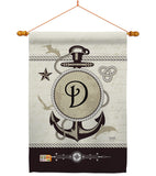 Nautical D Initial - Nautical Coastal Vertical Impressions Decorative Flags HG130186 Made In USA