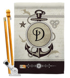 Nautical D Initial - Nautical Coastal Vertical Impressions Decorative Flags HG130186 Made In USA