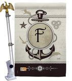 Nautical F Initial - Nautical Coastal Vertical Impressions Decorative Flags HG130188 Made In USA