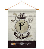 Nautical F Initial - Nautical Coastal Vertical Impressions Decorative Flags HG130188 Made In USA