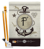 Nautical F Initial - Nautical Coastal Vertical Impressions Decorative Flags HG130188 Made In USA