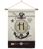 Nautical H Initial - Nautical Coastal Vertical Impressions Decorative Flags HG130190 Made In USA