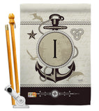 Nautical I Initial - Nautical Coastal Vertical Impressions Decorative Flags HG130191 Made In USA