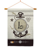 Nautical L Initial - Nautical Coastal Vertical Impressions Decorative Flags HG130194 Made In USA