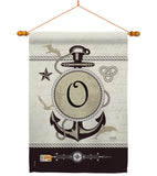 Nautical O Initial - Nautical Coastal Vertical Impressions Decorative Flags HG130197 Made In USA