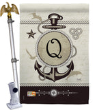 Nautical Q Initial - Nautical Coastal Vertical Impressions Decorative Flags HG130199 Made In USA