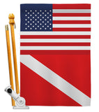 US Divers Flag - Nautical Coastal Vertical Impressions Decorative Flags HG140866 Made In USA