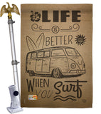 Life is Better When you Surf Kombi Bus - Nautical Coastal Vertical Impressions Decorative Flags HG191193 Made In USA