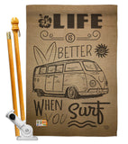 Life is Better When you Surf Kombi Bus - Nautical Coastal Vertical Impressions Decorative Flags HG191193 Made In USA