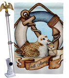 Sail Away Seagull - Nautical Coastal Vertical Impressions Decorative Flags HG192619 Made In USA