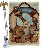 Sail Away Seagull - Nautical Coastal Vertical Impressions Decorative Flags HG192619 Made In USA