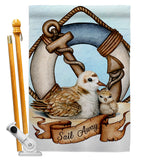 Sail Away Seagull - Nautical Coastal Vertical Impressions Decorative Flags HG192619 Made In USA