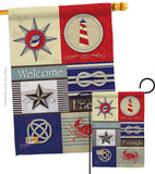 Shoreline Collage - Nautical Coastal Vertical Impressions Decorative Flags HG107001 Made In USA