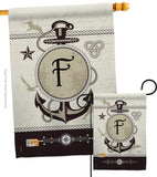 Nautical F Initial - Nautical Coastal Vertical Impressions Decorative Flags HG130188 Made In USA