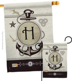 Nautical H Initial - Nautical Coastal Vertical Impressions Decorative Flags HG130190 Made In USA