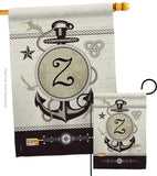 Nautical Z Initial - Nautical Coastal Vertical Impressions Decorative Flags HG130208 Made In USA