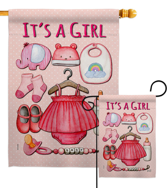 Baby Girl - Family Special Occasion Vertical Impressions Decorative Flags HG130339 Made In USA