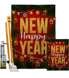 Lightful New Year - New Year Winter Vertical Impressions Decorative Flags HG116018 Made In USA