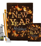 Brightly New Year - New Year Winter Vertical Impressions Decorative Flags HG116019 Made In USA