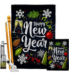 Winter New Year - New Year Winter Vertical Impressions Decorative Flags HG116027 Made In USA