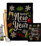 Winter New Year - New Year Winter Vertical Impressions Decorative Flags HG116027 Made In USA