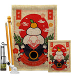 Good Fortune Mochi - New Year Winter Vertical Impressions Decorative Flags HG130296 Made In USA