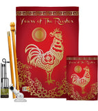 Happy New Years of the Rooster - New Year Winter Vertical Impressions Decorative Flags HG191104 Made In USA