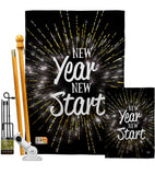 New Year New Start - New Year Winter Vertical Impressions Decorative Flags HG192046 Made In USA