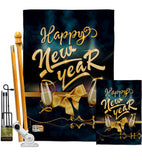 Cheerful New Year - New Year Winter Vertical Impressions Decorative Flags HG192146 Made In USA