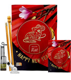 Year of the Rat - New Year Winter Vertical Impressions Decorative Flags HG192177 Made In USA