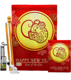 Rat of Year - New Year Winter Vertical Impressions Decorative Flags HG192178 Made In USA