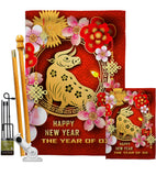 Year Of Ox - New Year Winter Vertical Impressions Decorative Flags HG192308 Made In USA