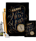 New Year Clock - New Year Winter Vertical Impressions Decorative Flags HG192691 Made In USA