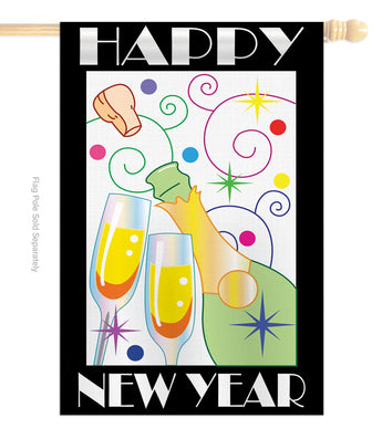 Happy New Year - New Year Winter Vertical Applique Decorative Flags HG116007