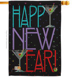 New Year Martini - New Year Winter Vertical Impressions Decorative Flags HG116009 Made In USA