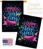 Popping Happy New Year - New Year Winter Vertical Impressions Decorative Flags HG116010 Made In USA