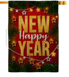 Lightful New Year - New Year Winter Vertical Impressions Decorative Flags HG116018 Made In USA