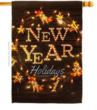 Brightly New Year - New Year Winter Vertical Impressions Decorative Flags HG116019 Made In USA