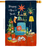 New Year Happy Place - New Year Winter Vertical Impressions Decorative Flags HG130294 Made In USA