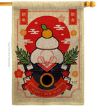 Good Fortune Mochi - New Year Winter Vertical Impressions Decorative Flags HG130296 Made In USA