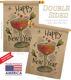 Cheers Happy New Year - New Year Winter Vertical Impressions Decorative Flags HG137120 Made In USA