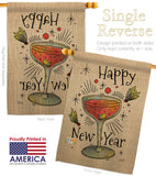 Cheers Happy New Year - New Year Winter Vertical Impressions Decorative Flags HG137120 Made In USA